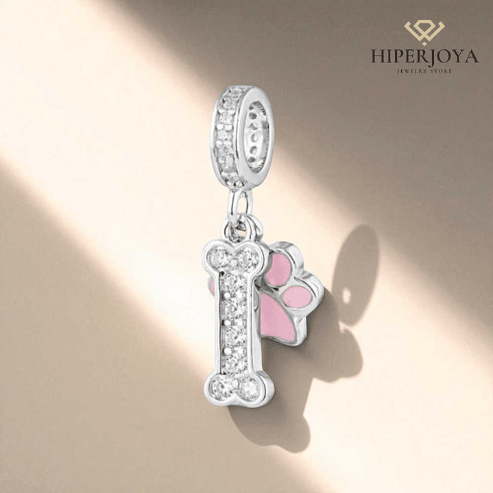 Abalorio hueso con huella plata 2