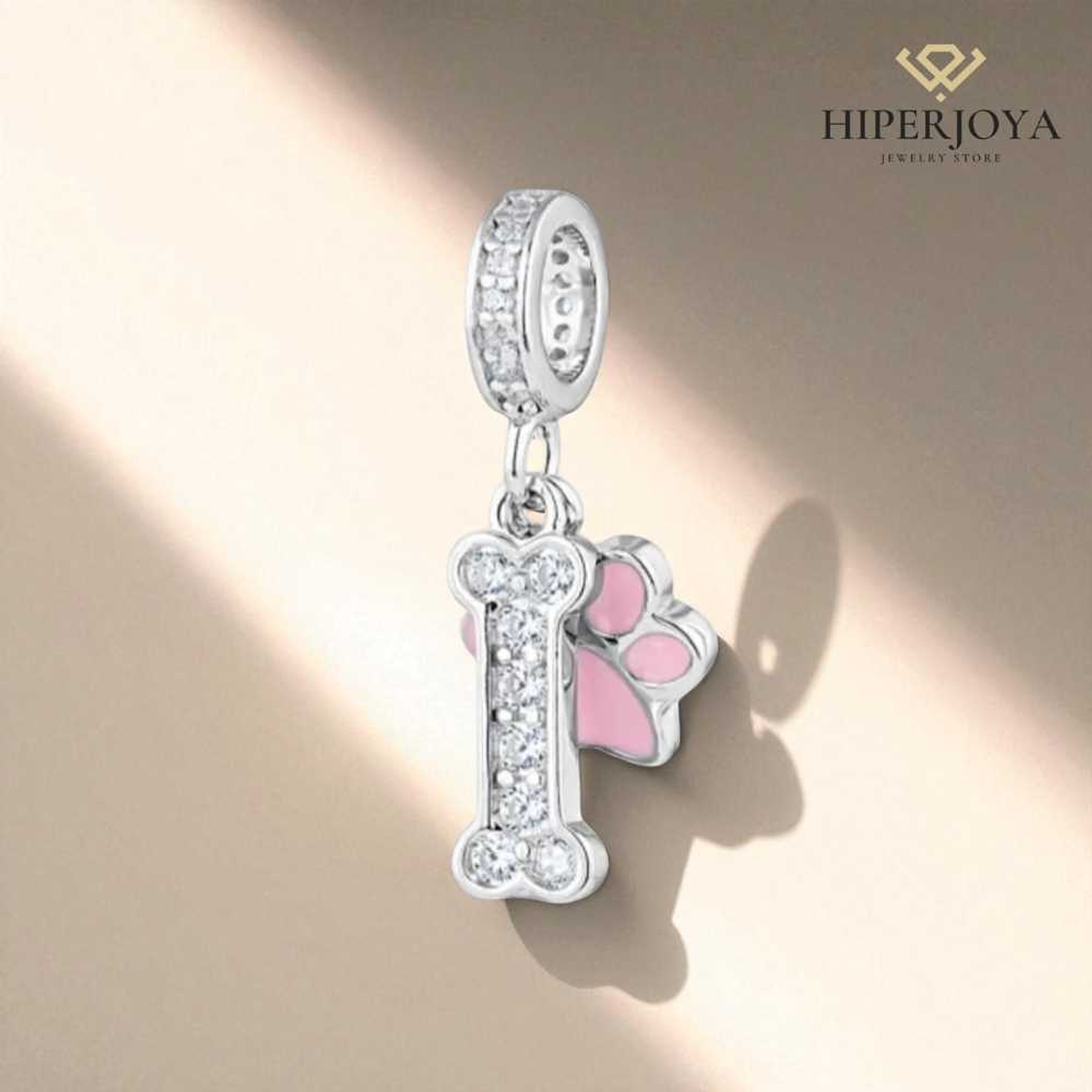 Abalorio hueso con huella plata 2