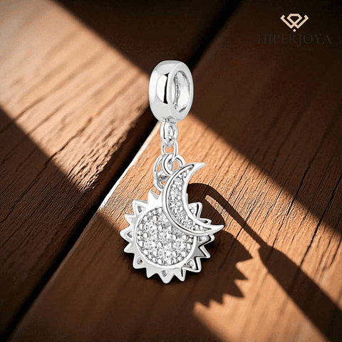 Silver sun and moon bead