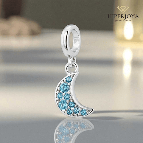 Silver blue moon bead