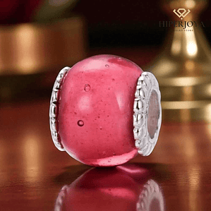 Abalorio murano rosa plata