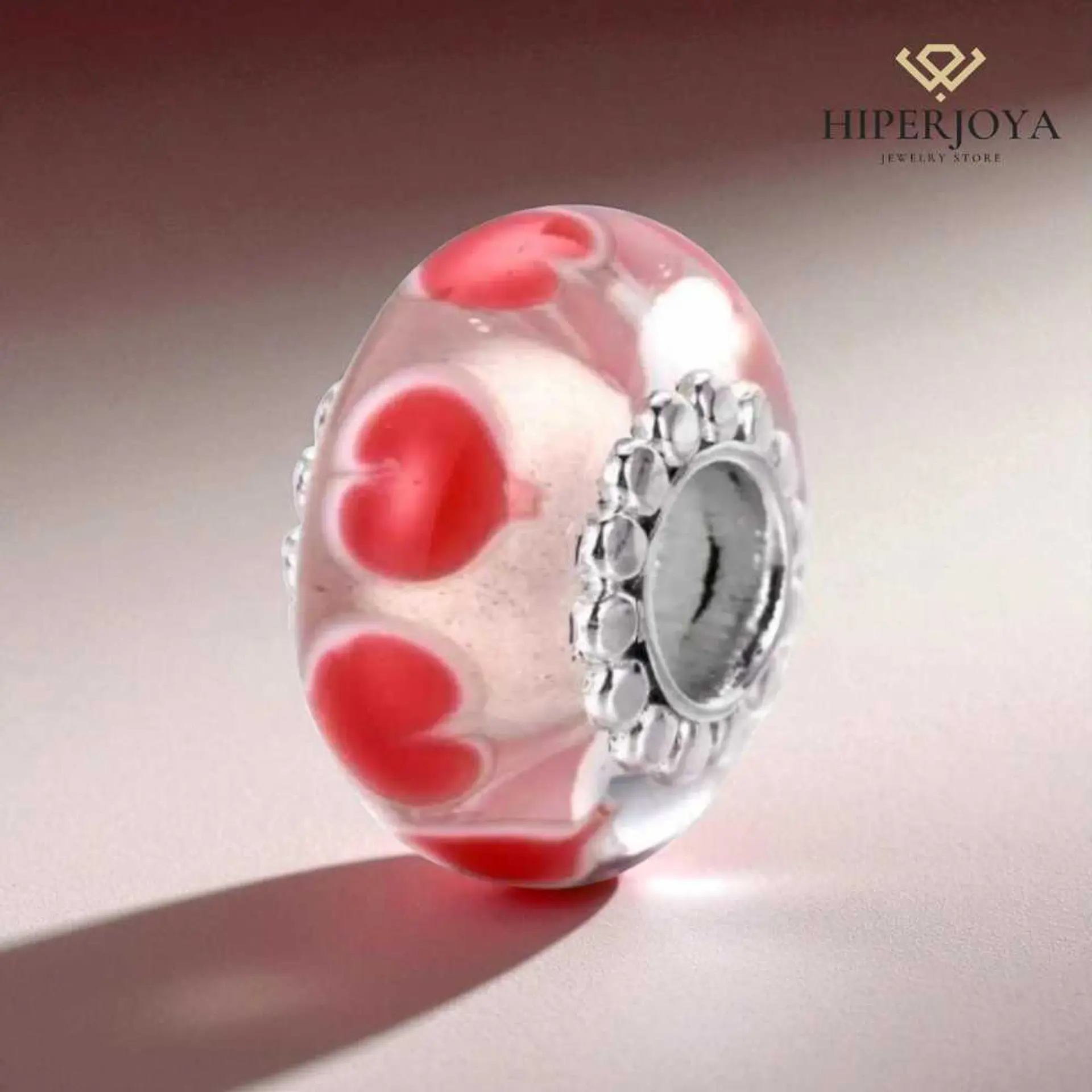Abalorio murano corazones plata 2