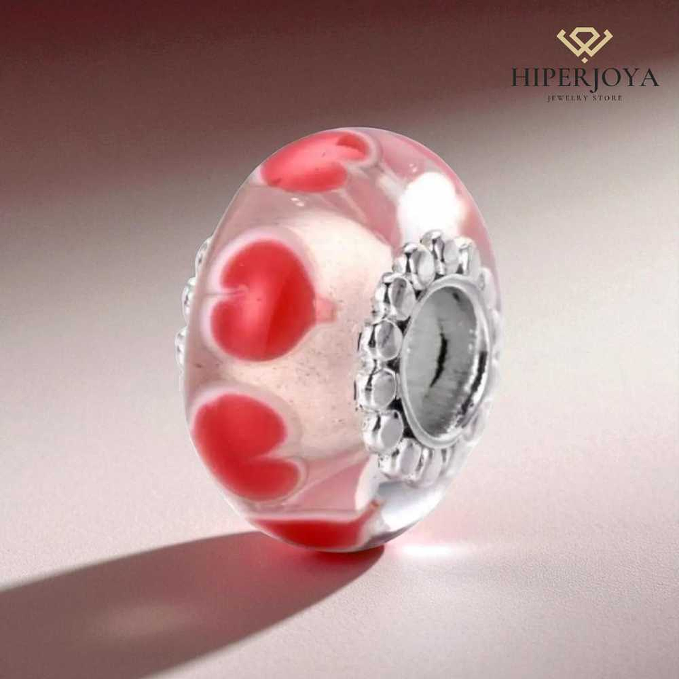 Silver heart Murano bead 2