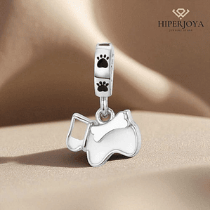 Abalorio perro esmalte plata