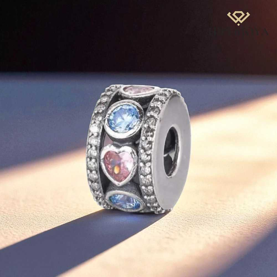 Abalorio disco multicolor plata 2