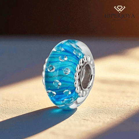 Abalorio murano gotas plata