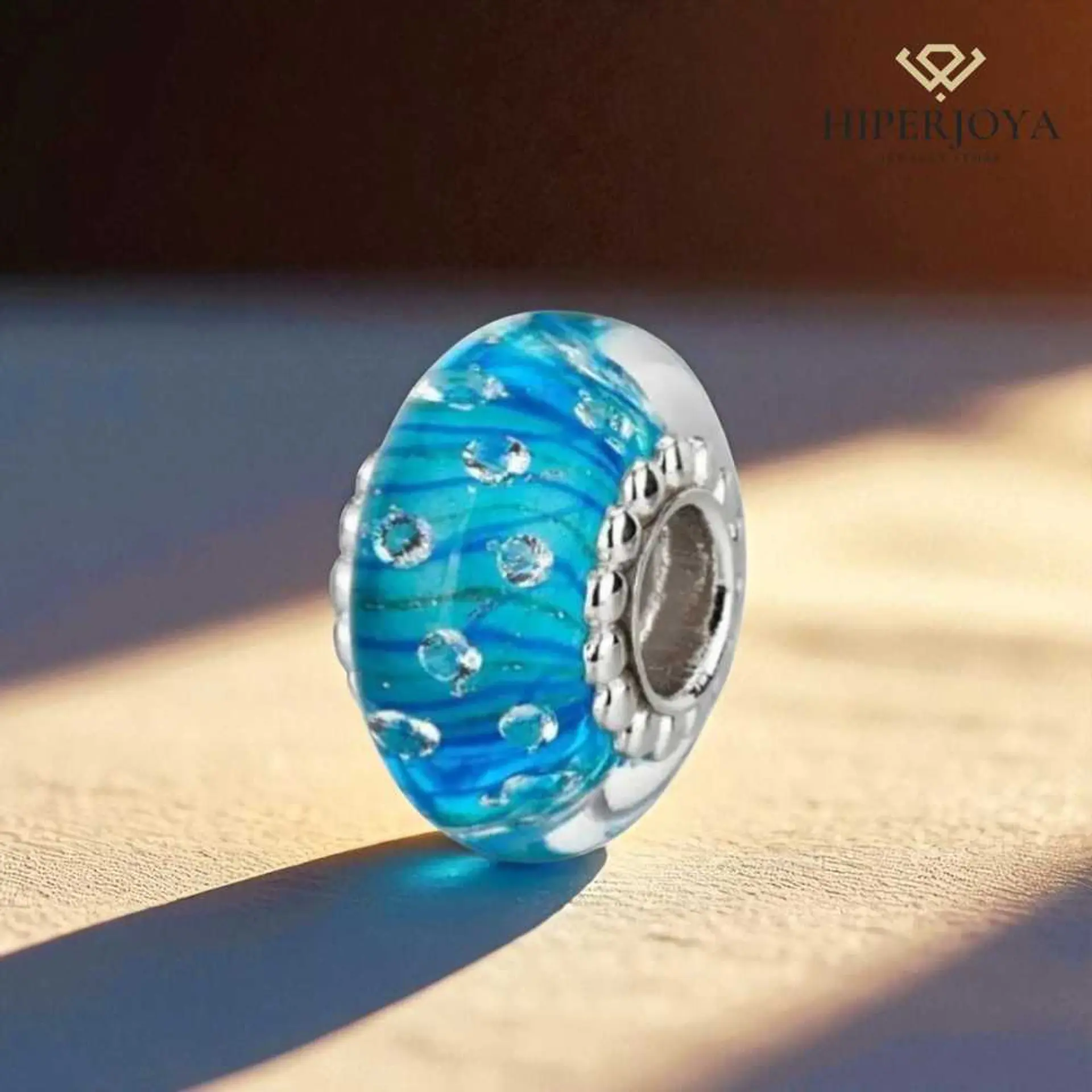 Murano glass beads, silver drops 2