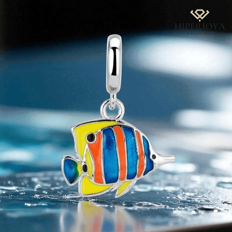 Peace charm, enamel, silver.