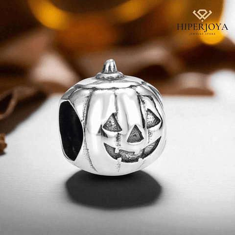 Silver Halloween pumpkin charm