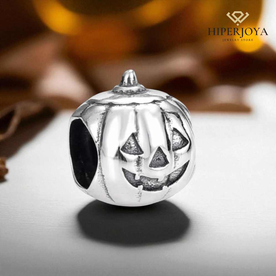 Abalorio calabaza halloween plata 2