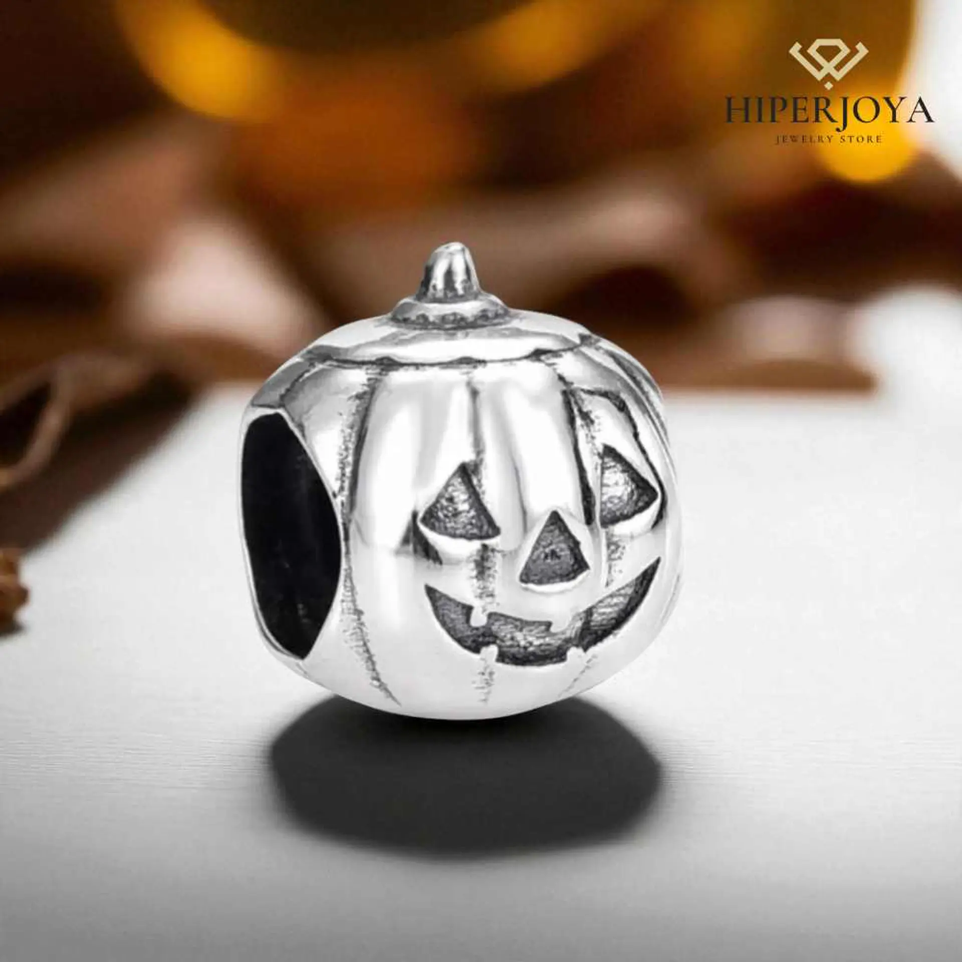 Silver Halloween pumpkin charm 2