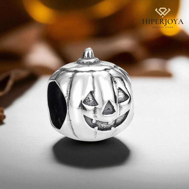 Abalorio calabaza halloween plata 2