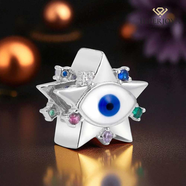 Abalorio estrella con ojo plata  2