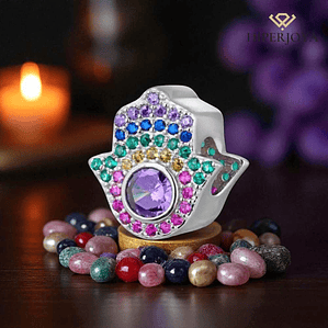 Abalorio hamsa multicolor plata