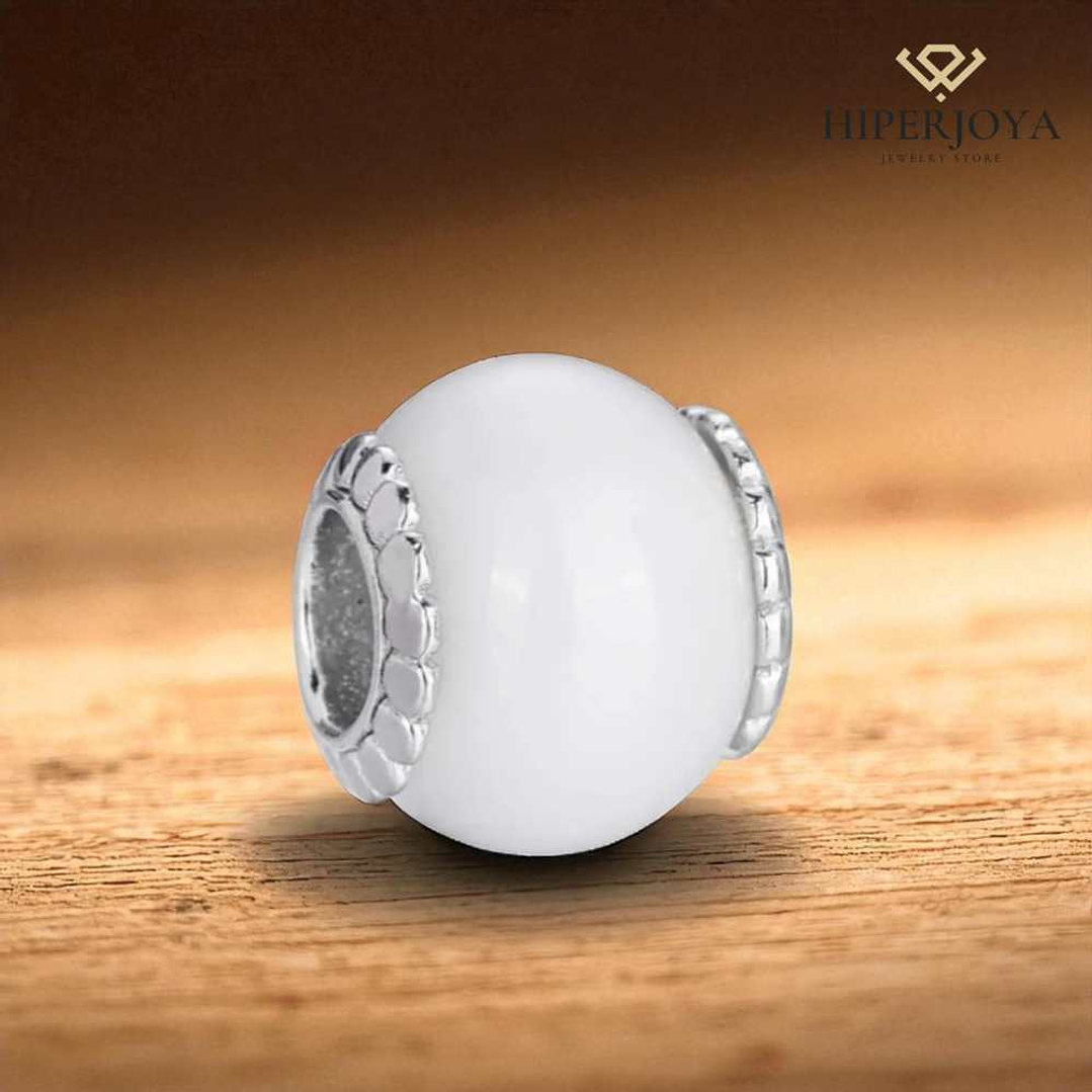 Abalorio murano blanco plata 2