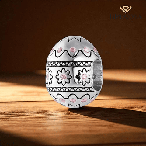 Abalorio huevo de pascua plata