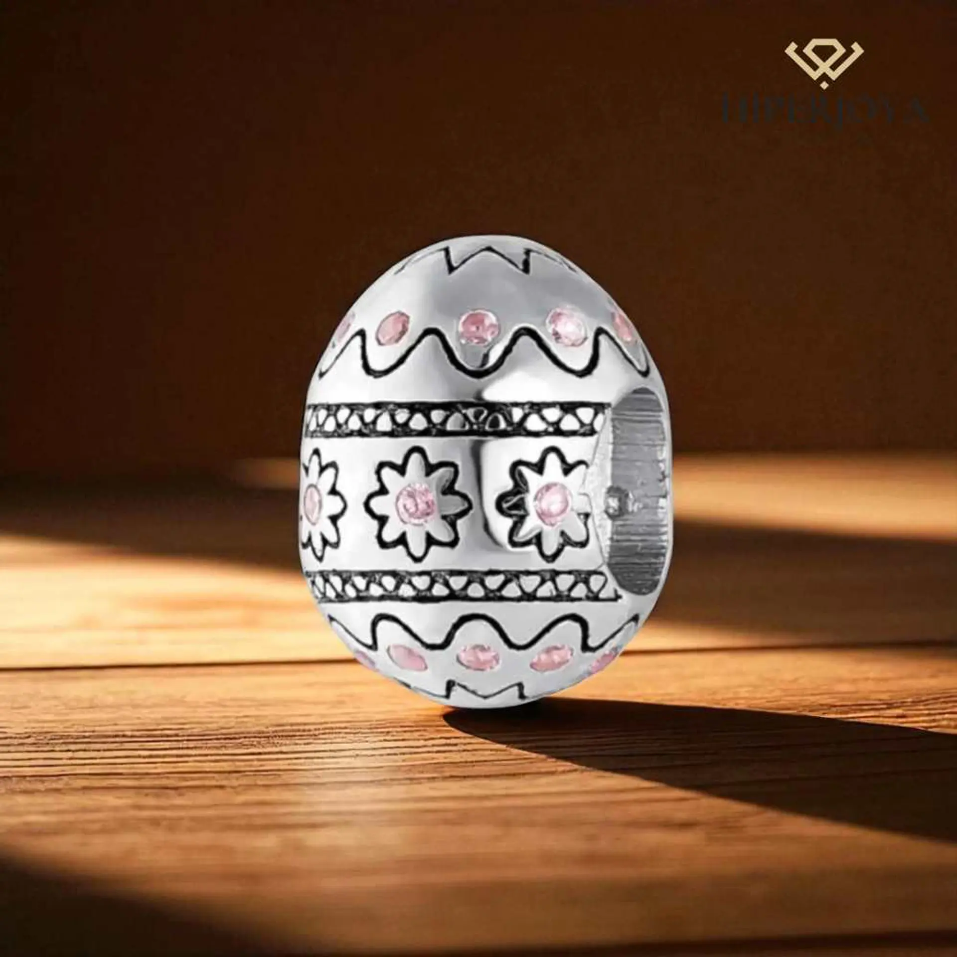 Abalorio huevo de pascua plata 2