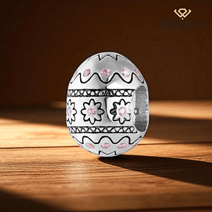 Abalorio huevo de pascua plata
