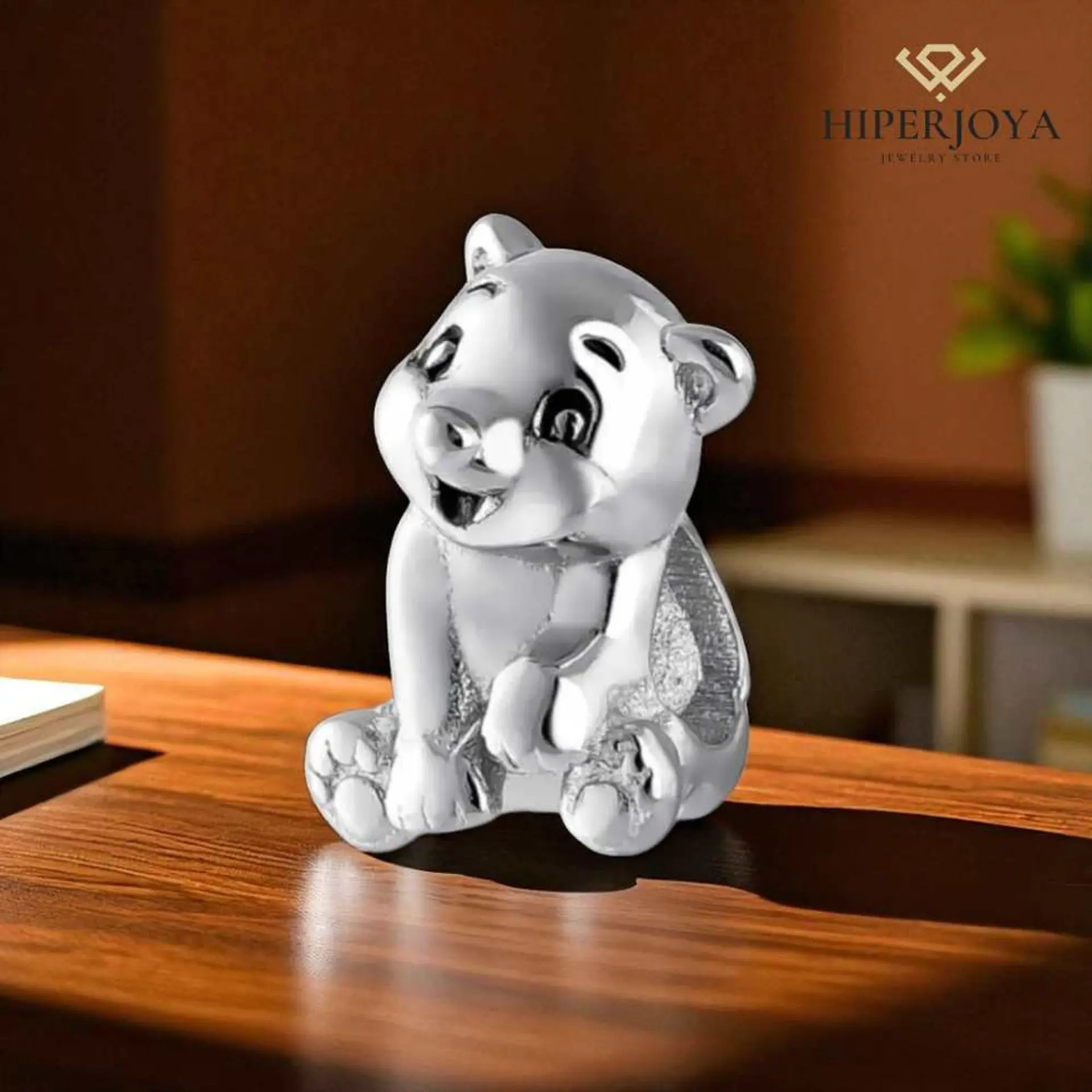 Silver bear bead 2