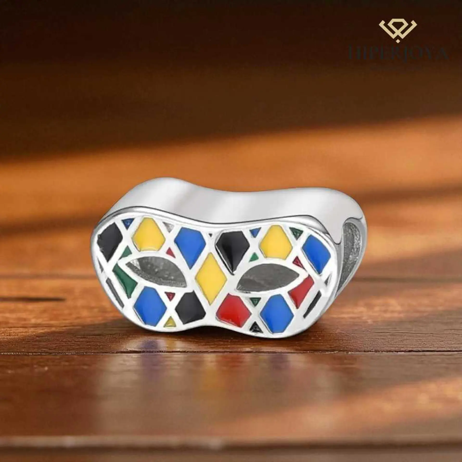 Abalorio máscara esmaltada plata 3