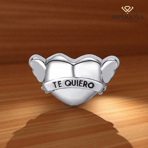 Abalorio corazón alado plata