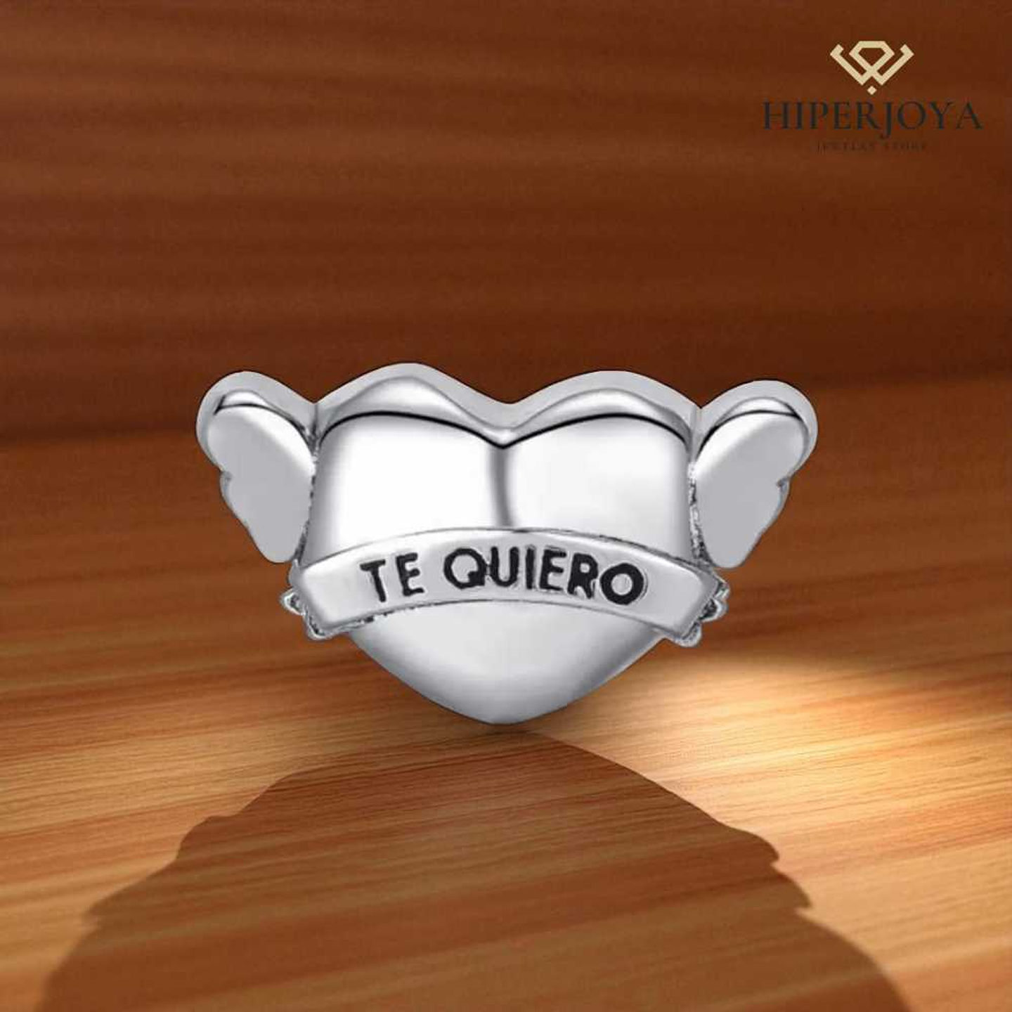 Abalorio corazón alado plata 2