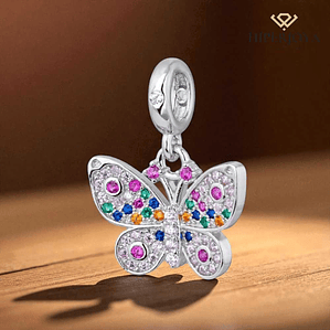 Multicolor silver butterfly bead
