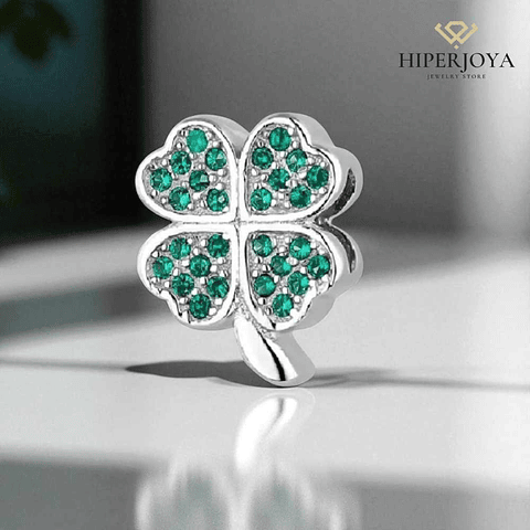 Abalorio trébol plata