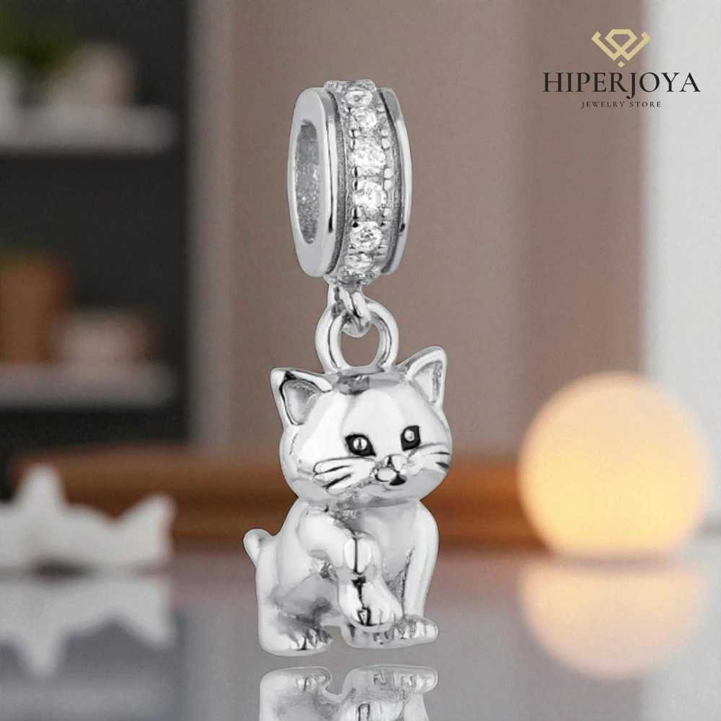 Abalorio gato plata 2