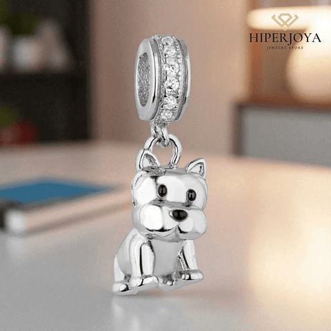 Abalorio de perro plata