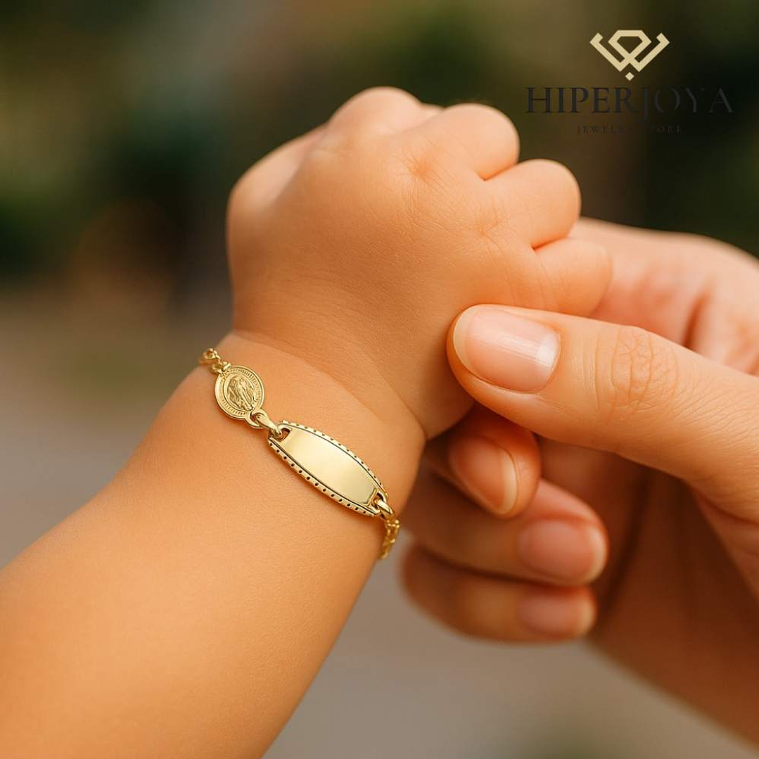 Esclava de niña con medallita Oro 18k  2