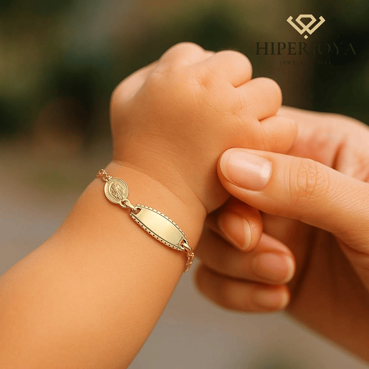 Esclava de niña con medallita Oro 18k  2