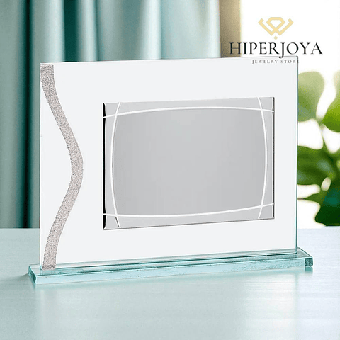 Placa de cristal con grabado y chapa de aluminio 