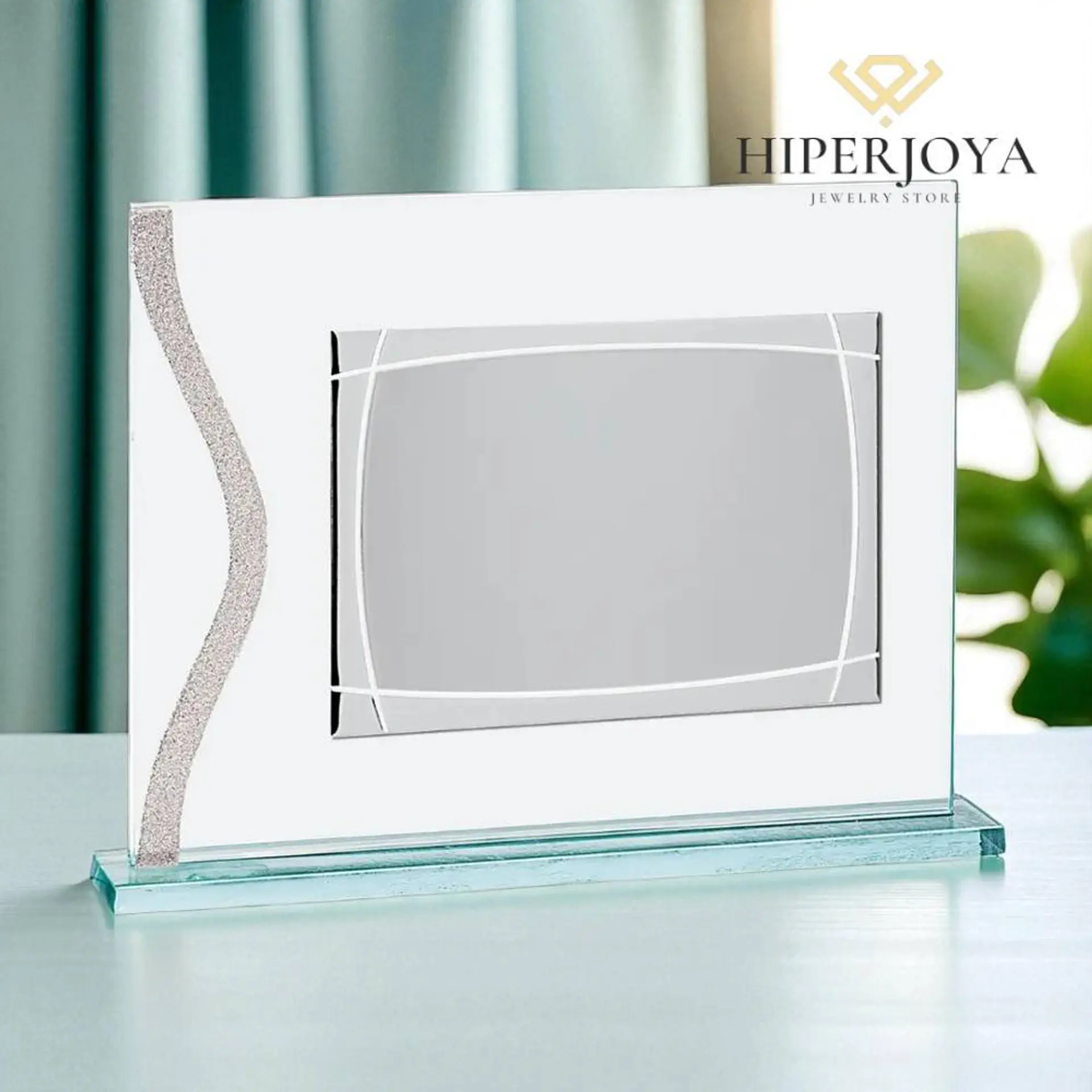 Placa de cristal con grabado y chapa de aluminio  2
