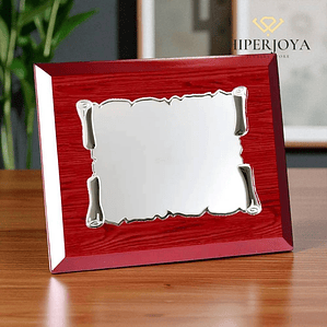 Placa de madera para dedicatoria y chapa de aluminio 