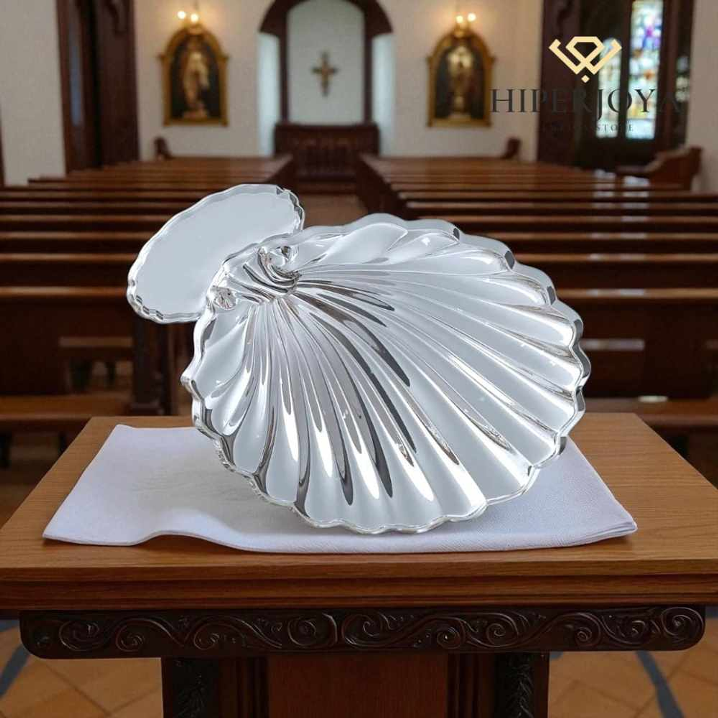 Concha de bautismo plateada  3