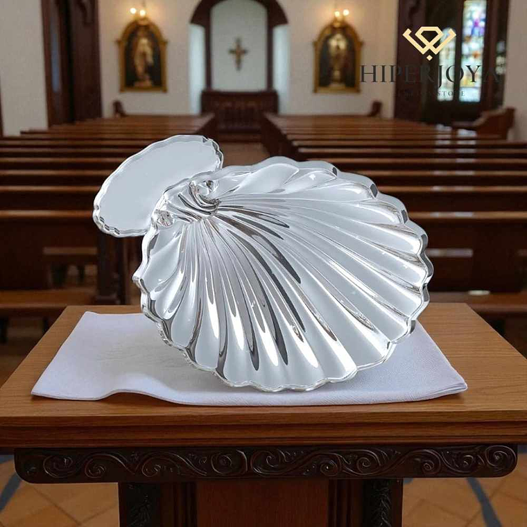 Concha de bautismo plateada  3