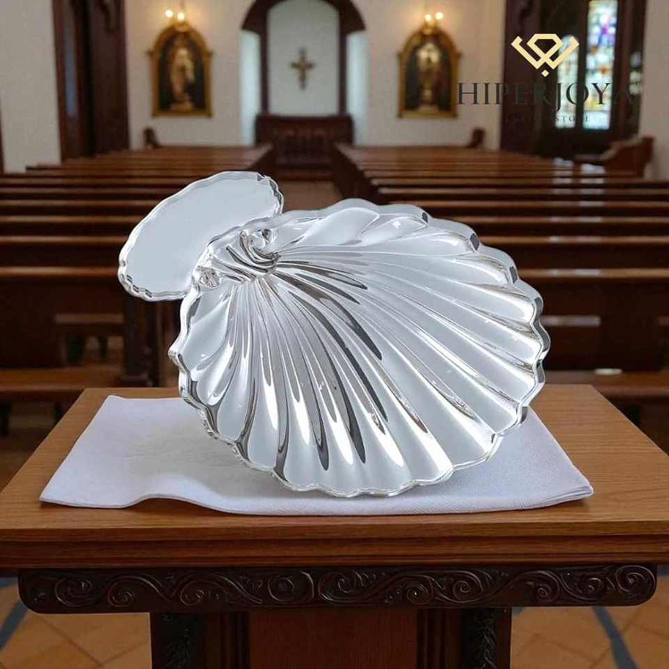 Concha de bautismo plateada  3