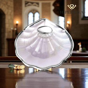 Concha de bautismo de cristal nacar y baño plateado