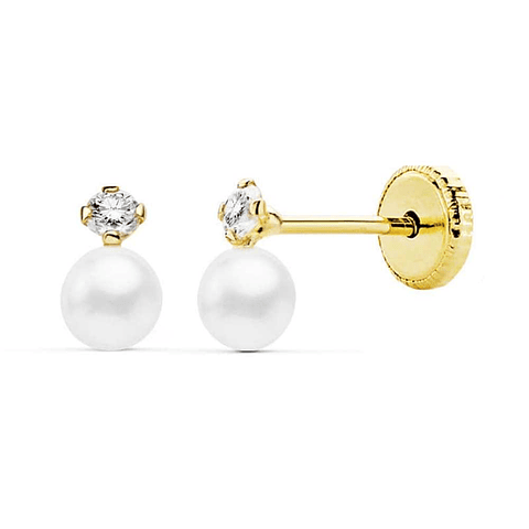 Pendientes oro amarillo perlas