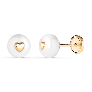Pendientes de perla con interior de corazón