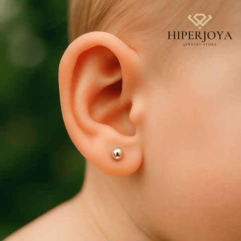 Pendiente de oro blanco bola lisa