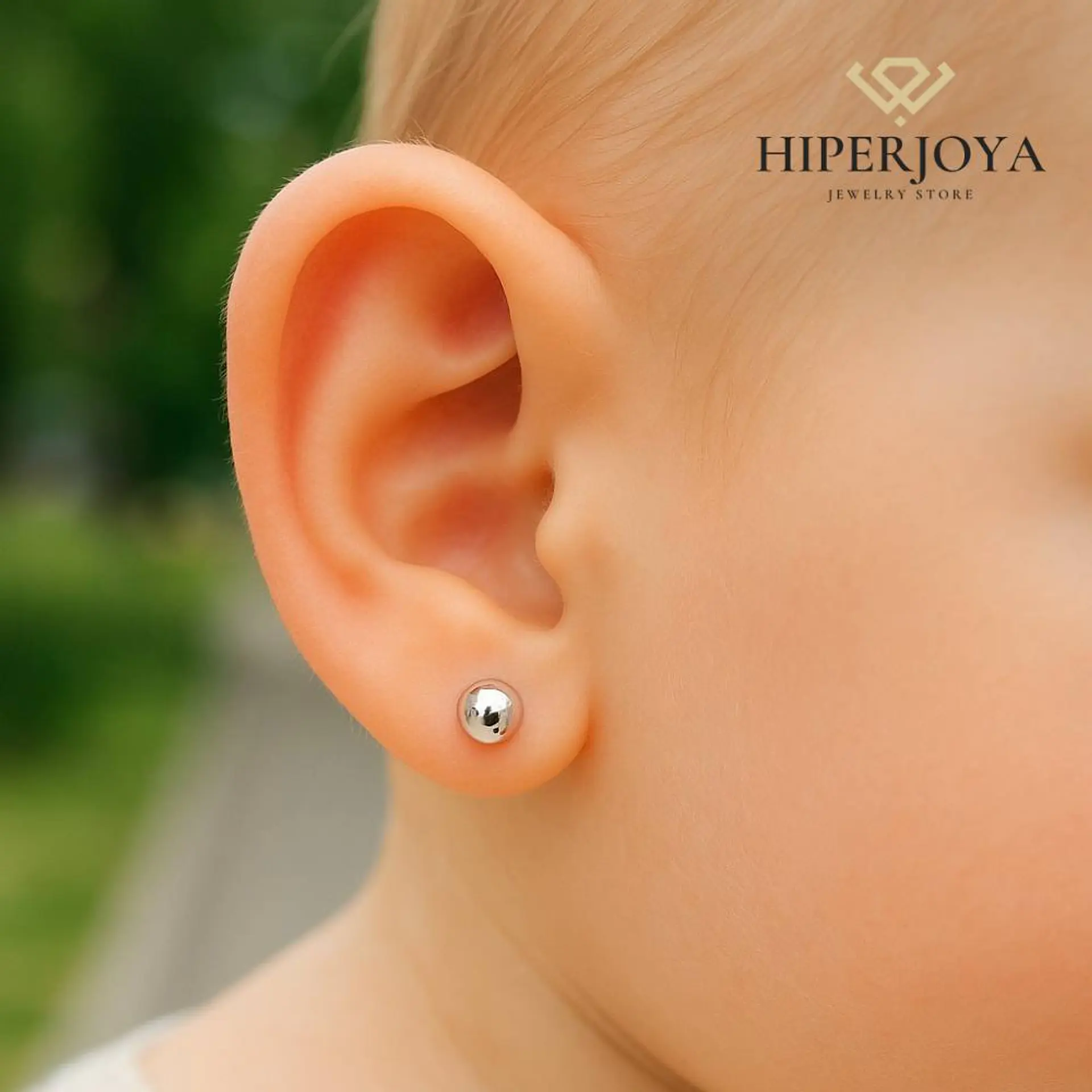 Pendientes oro blanco bola lisa  2