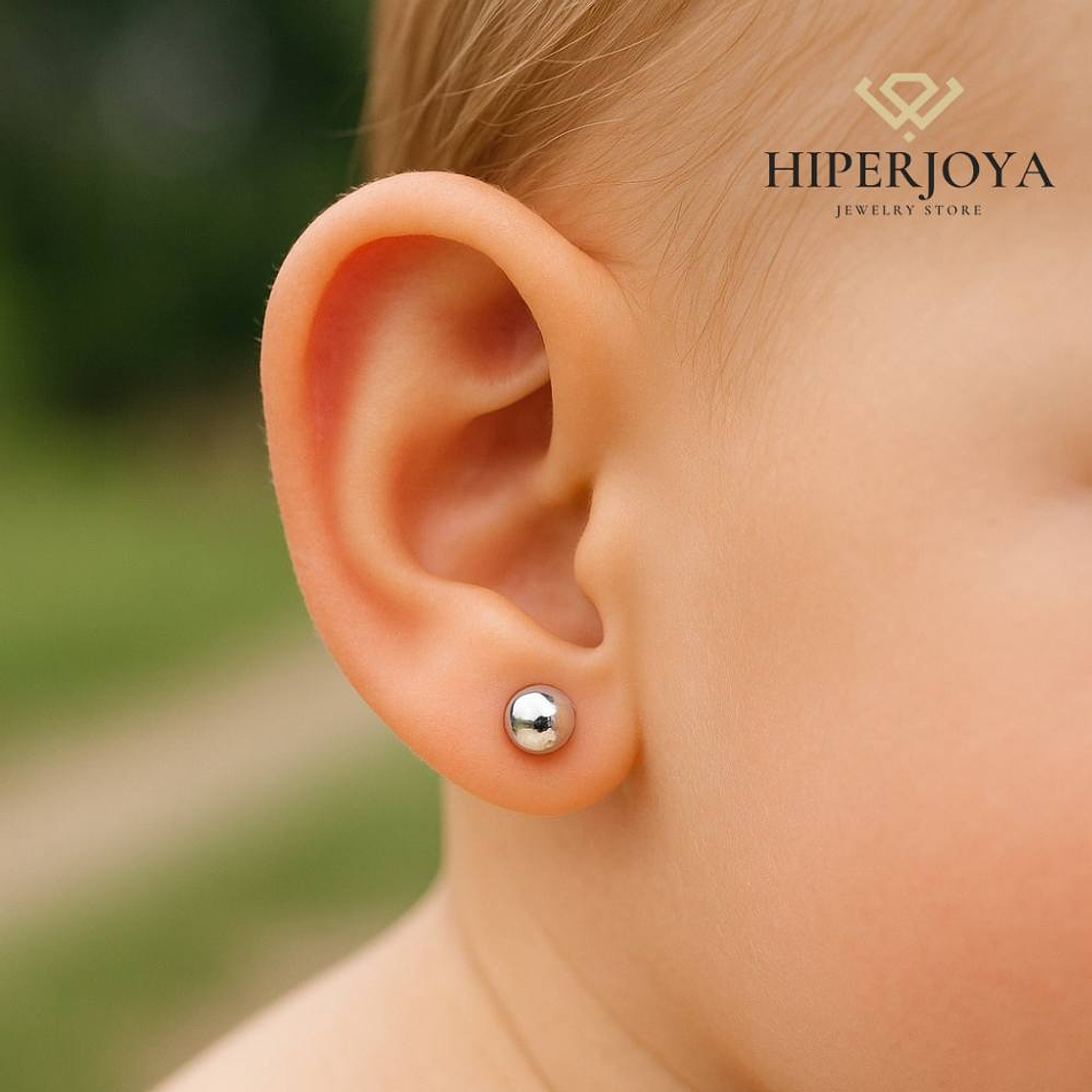 Pendientes Oro blanco bola lisa y cierre presión  2