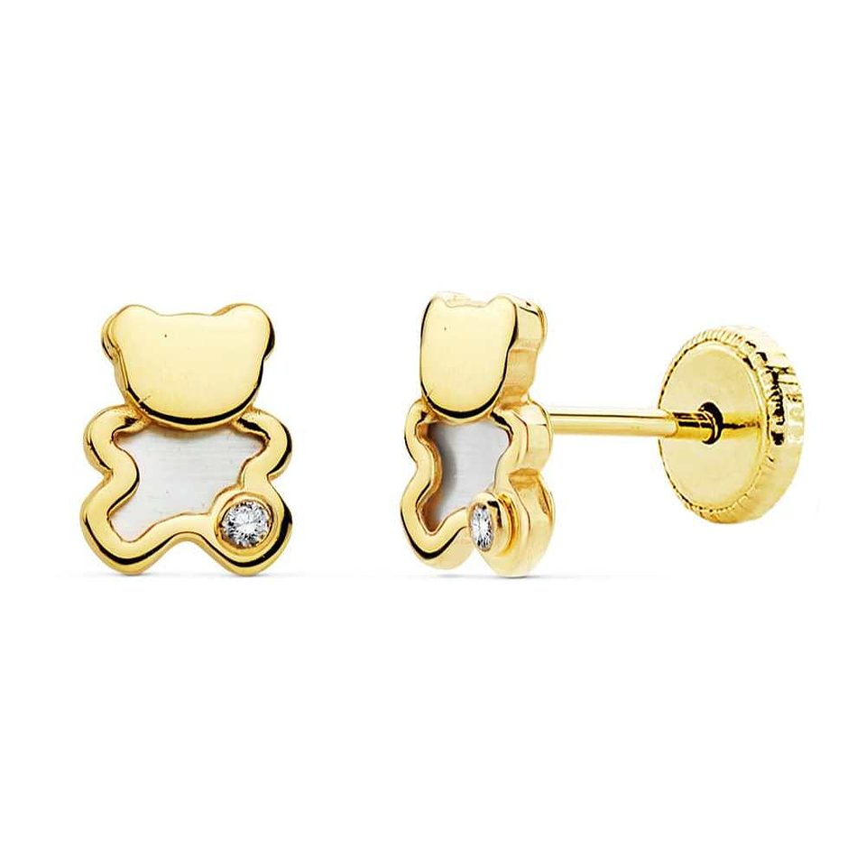 Pendientes oro amarillo y nacar 2