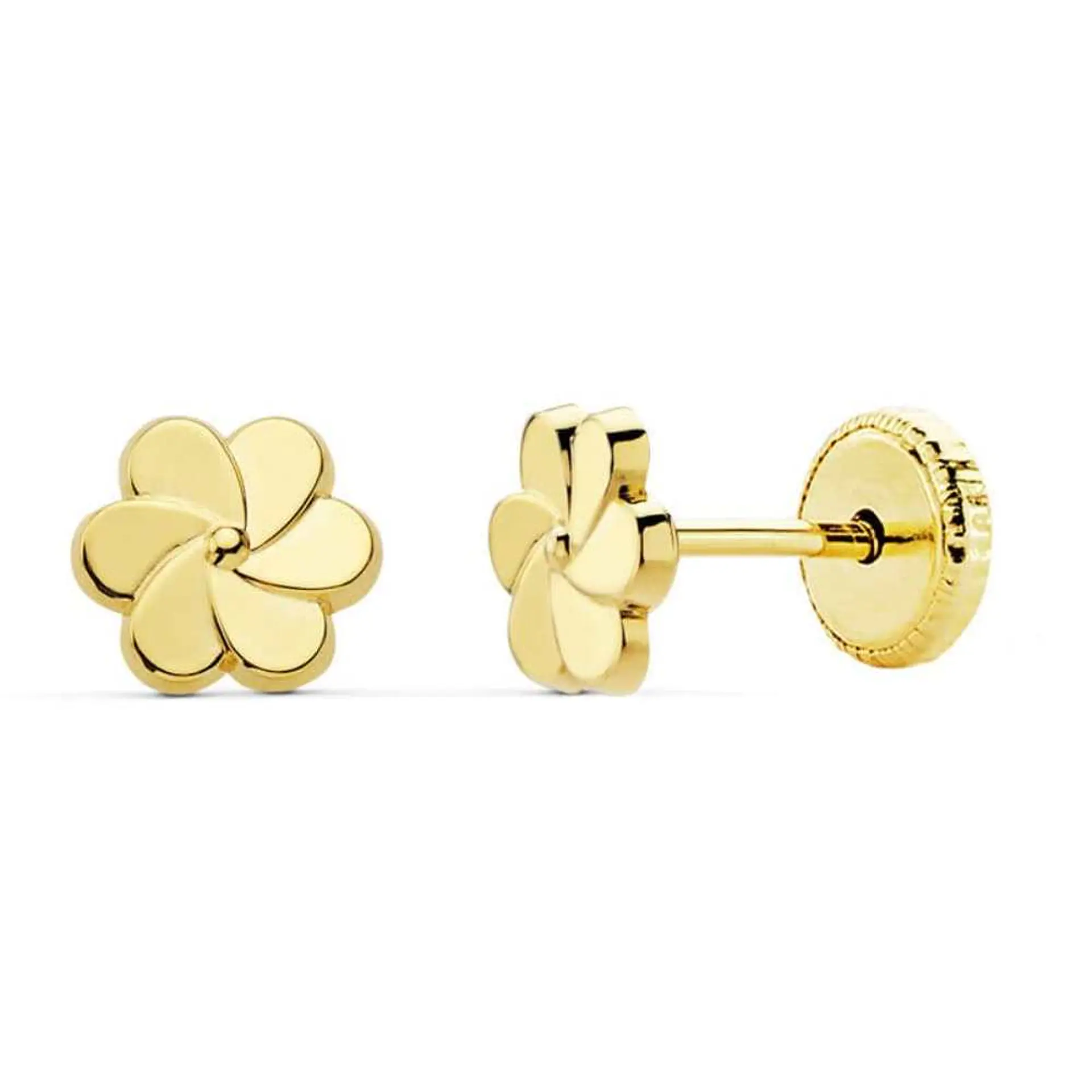 Pendientes oro amarillo flor petalos 2