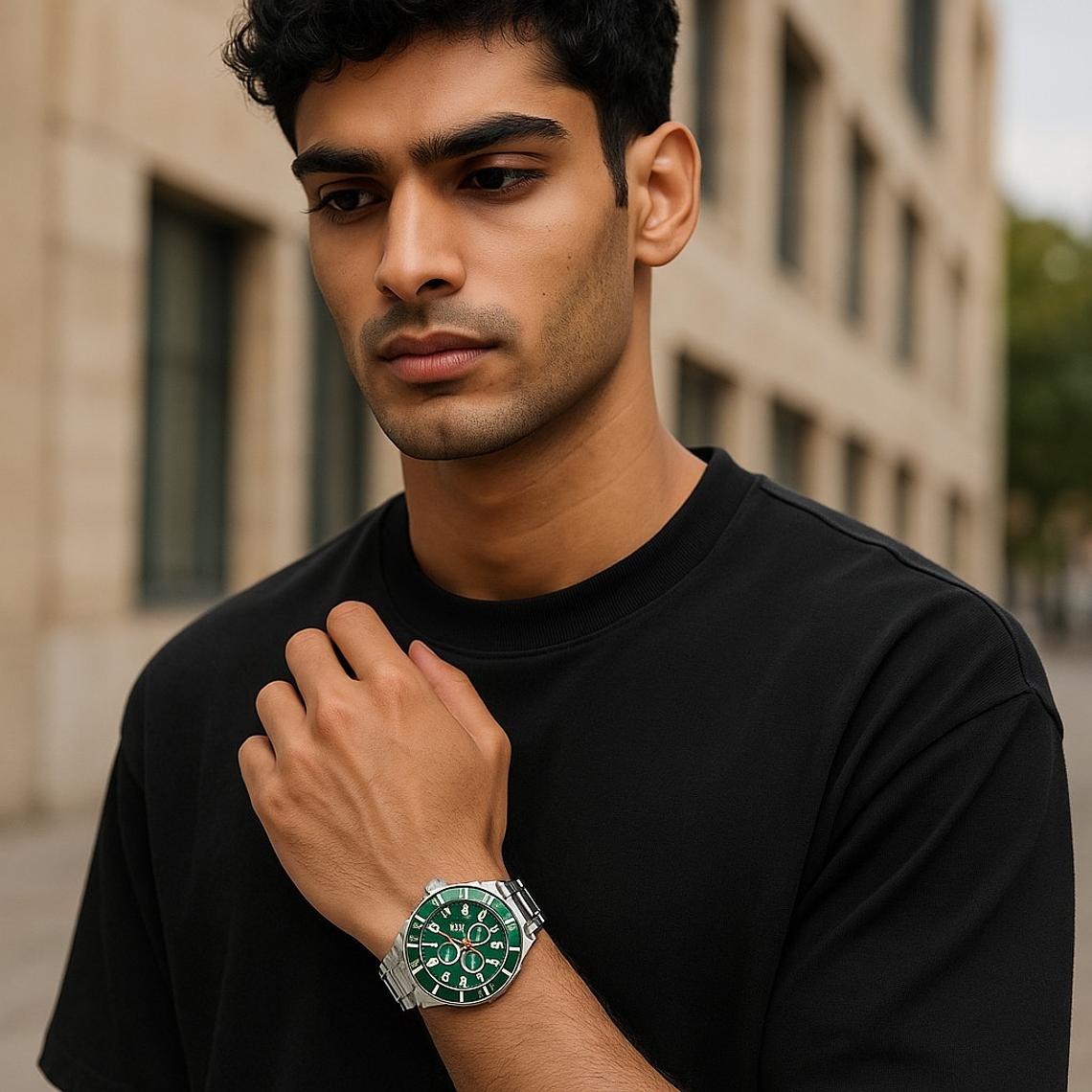 Reloj verde multifunción acero  3