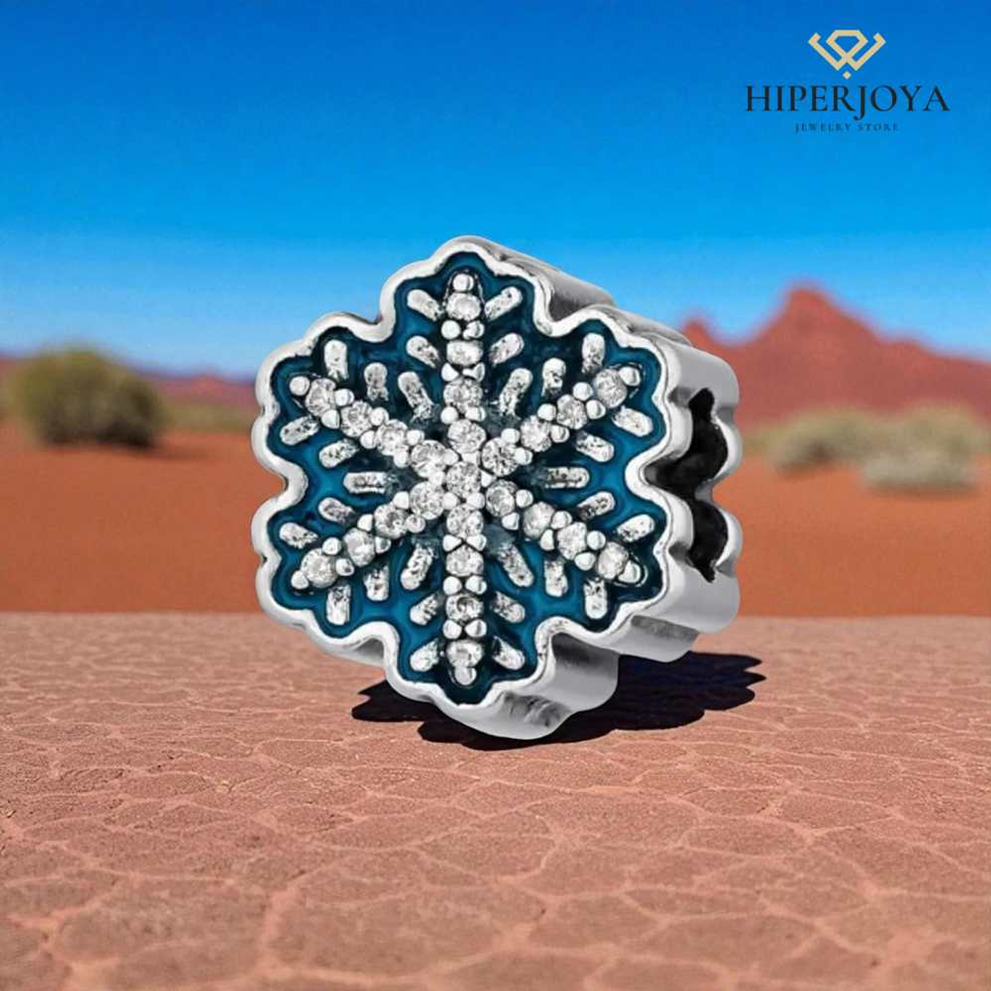 Snowflake bead with silver cubic zirconias 2