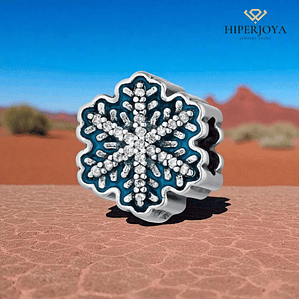 Snowflake bead with silver cubic zirconias