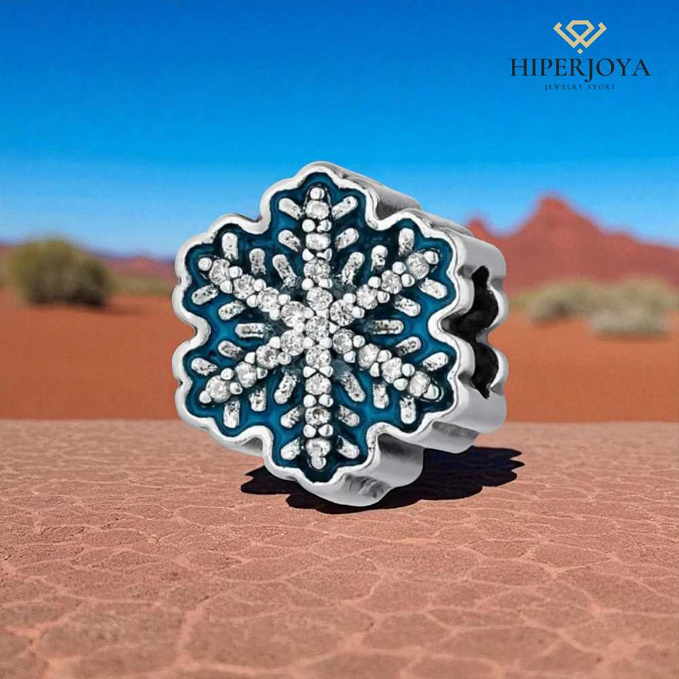 Snowflake bead with silver cubic zirconias 2